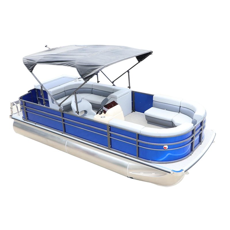 Luxury 7m 23ft Family Recreational Pontoon Boat Outboard Engine Aluminum Factory Yacht Fishing PVC EVA Hull Material 6m Length